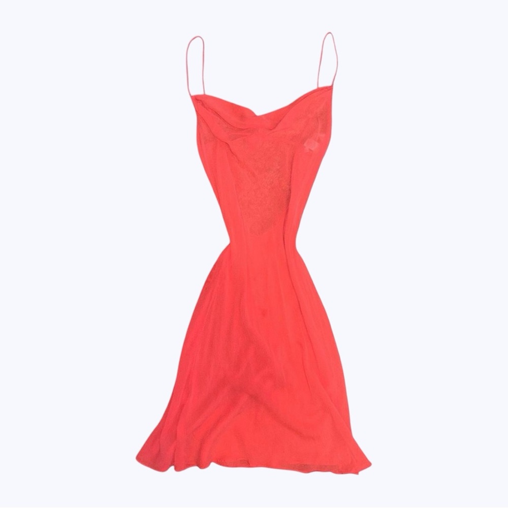 Y2K Victoria's Secret silk sheer cowl neck open back slip dress